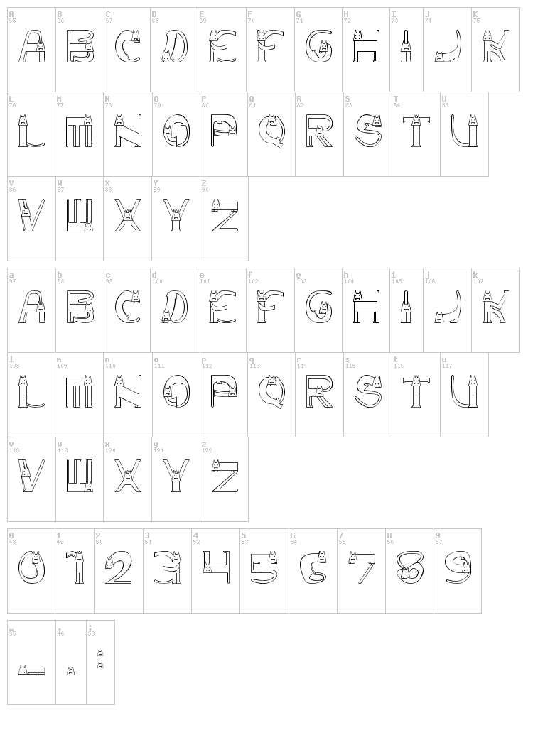 Vamp Kitten font map